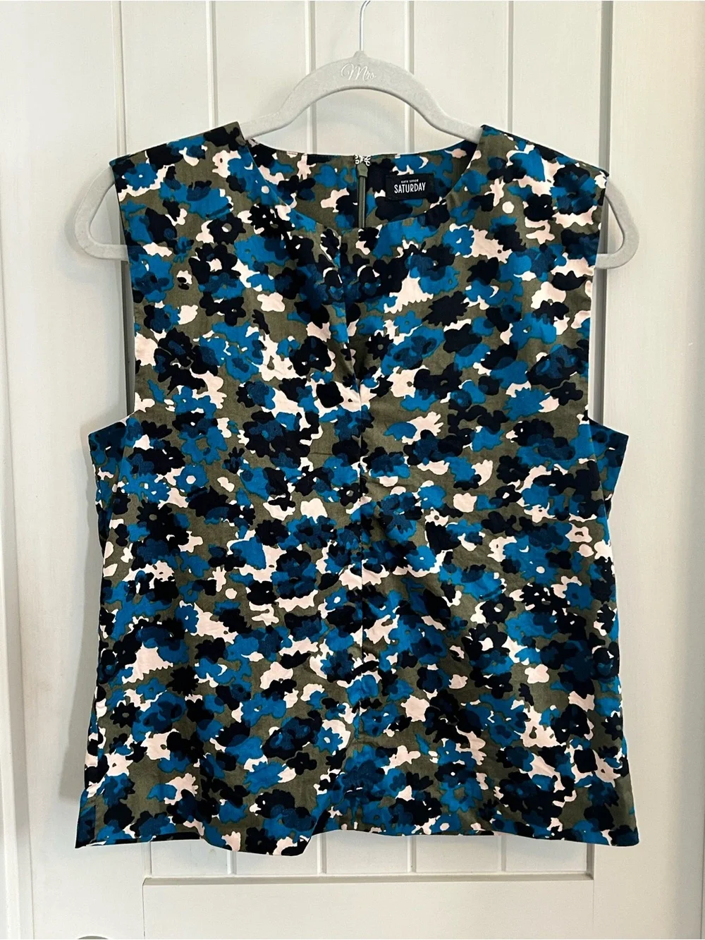 Kate Spade Saturday‎ Printed Sleeveless Top in Blue Abstract Print Sz. S
